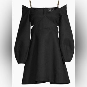 Line & Dot black Evelyn CutOut chain tank puff sleeve Mini dress SZ L Used once